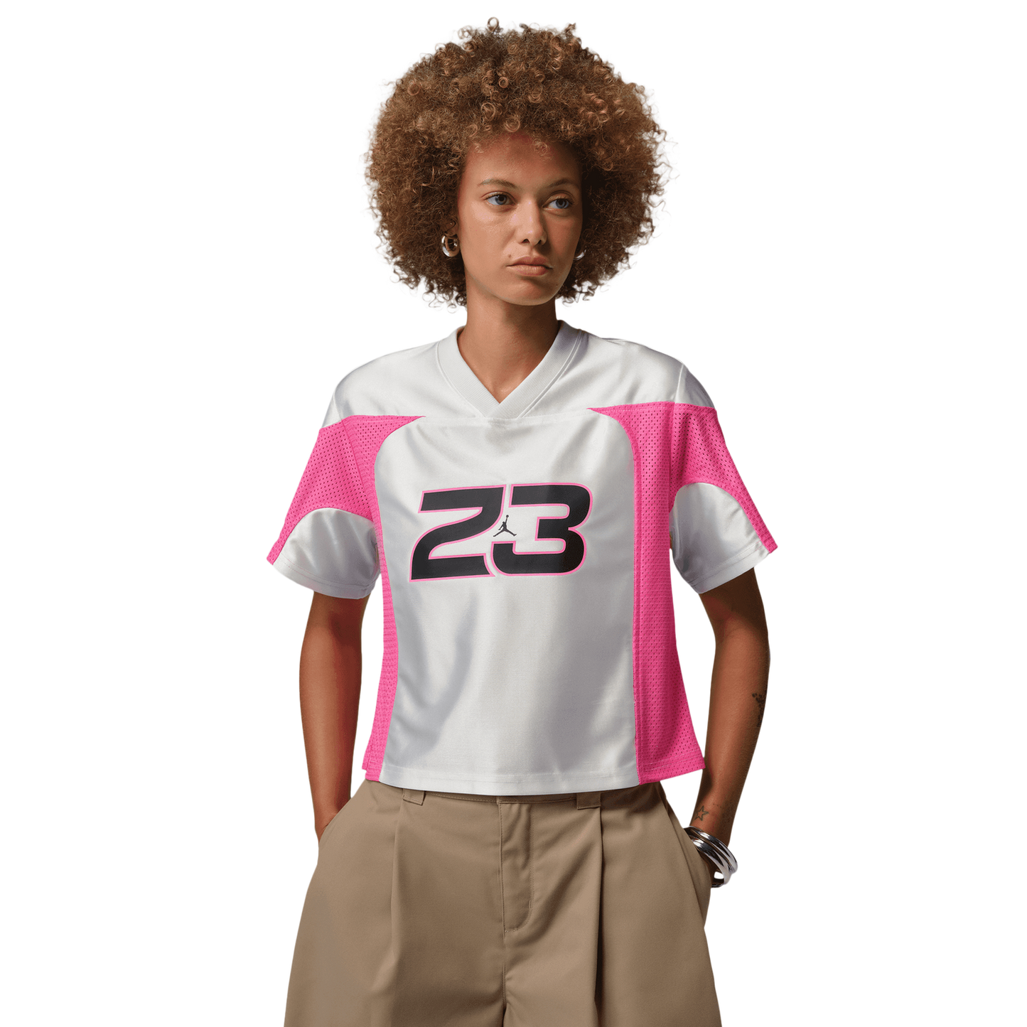 Jordan Flight Short Sleeve Jersey - Women's - White/Pinksicle/Black