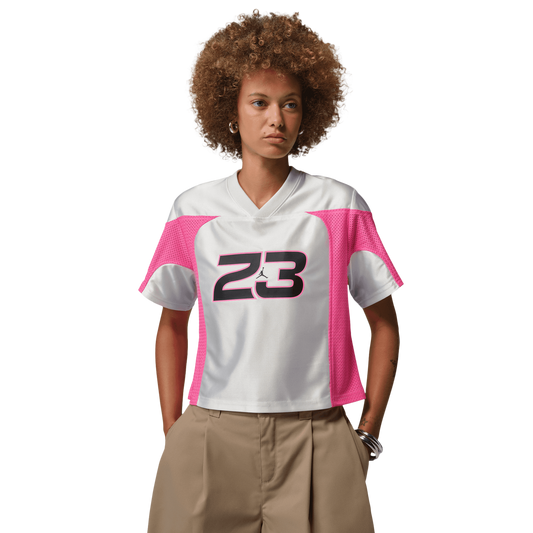 Jordan Flight Short Sleeve Jersey - Women's - White/Pinksicle/Black