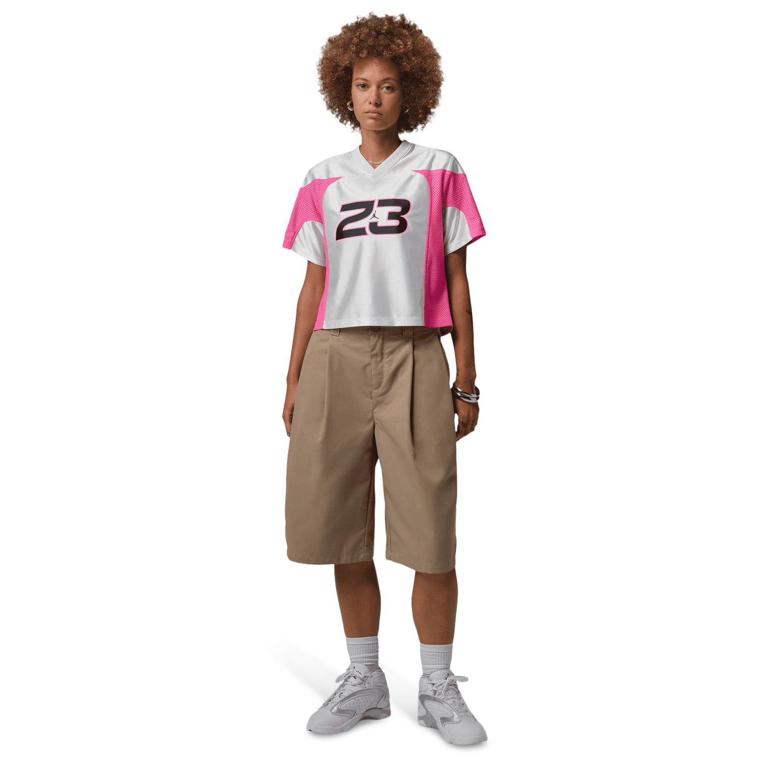 Jordan Flight Short Sleeve Jersey - Women's - White/Pinksicle/Black