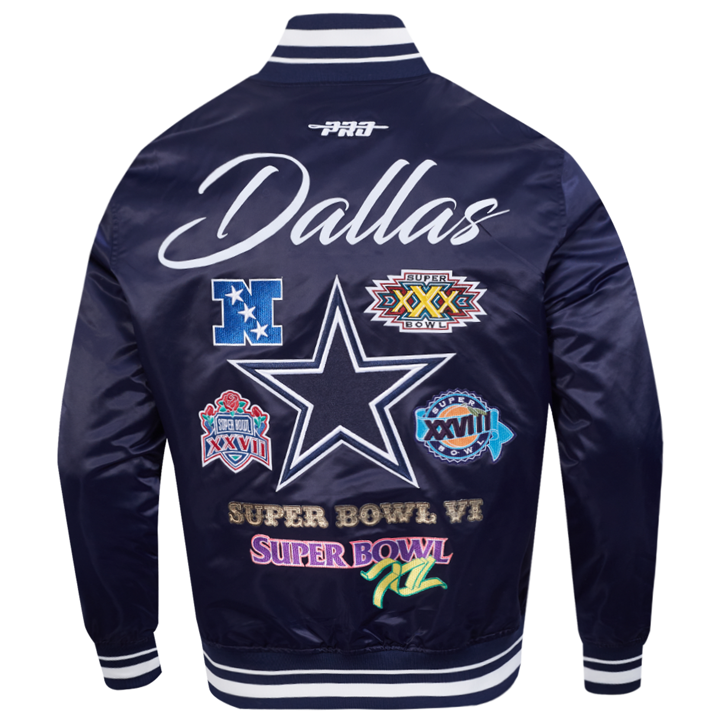 Pro Standard Cowboys Champions Rib Satin Jacket - Men's - Navy/Multi