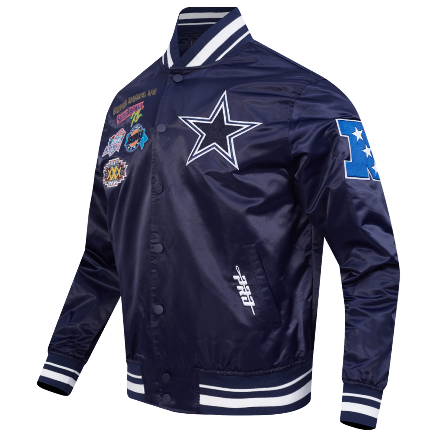 Pro Standard Cowboys Champions Rib Satin Jacket - Men's - Navy/Multi