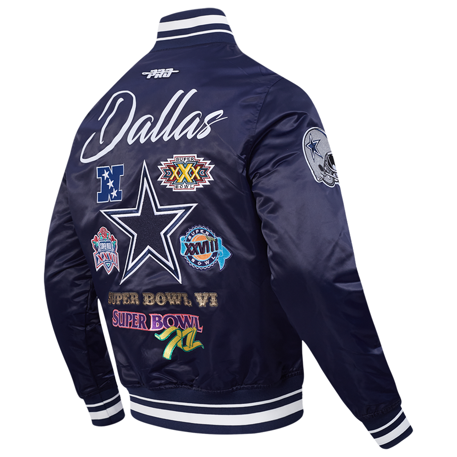 Pro Standard Cowboys Champions Rib Satin Jacket - Men's - Navy/Multi