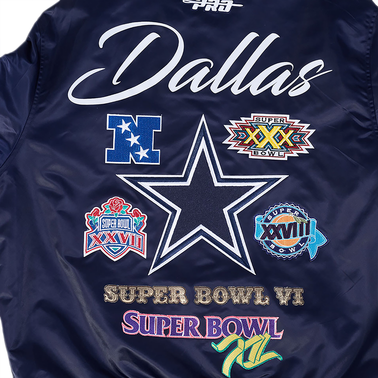 Pro Standard Cowboys Champions Rib Satin Jacket - Men's - Navy/Multi