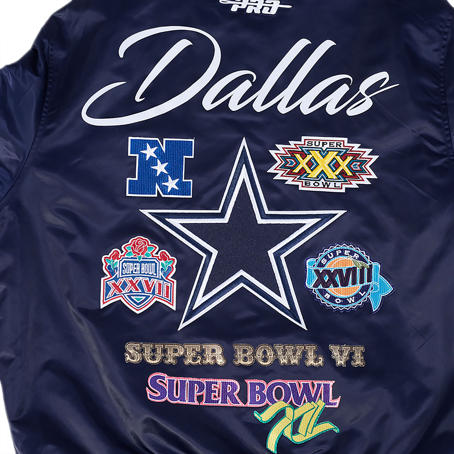 Pro Standard Cowboys Champions Rib Satin Jacket - Men's - Navy/Multi