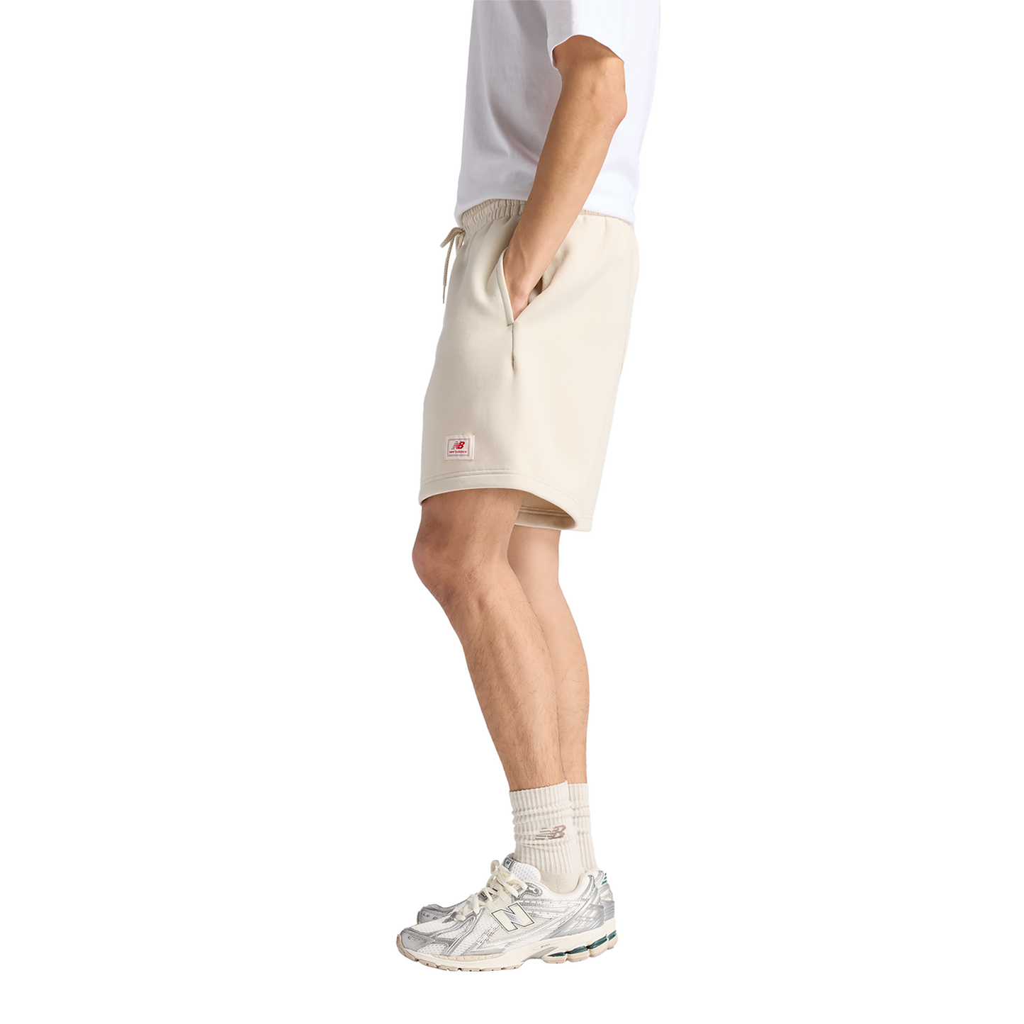 New Balance Fleece Shorts - Men's - Timberwolf/White