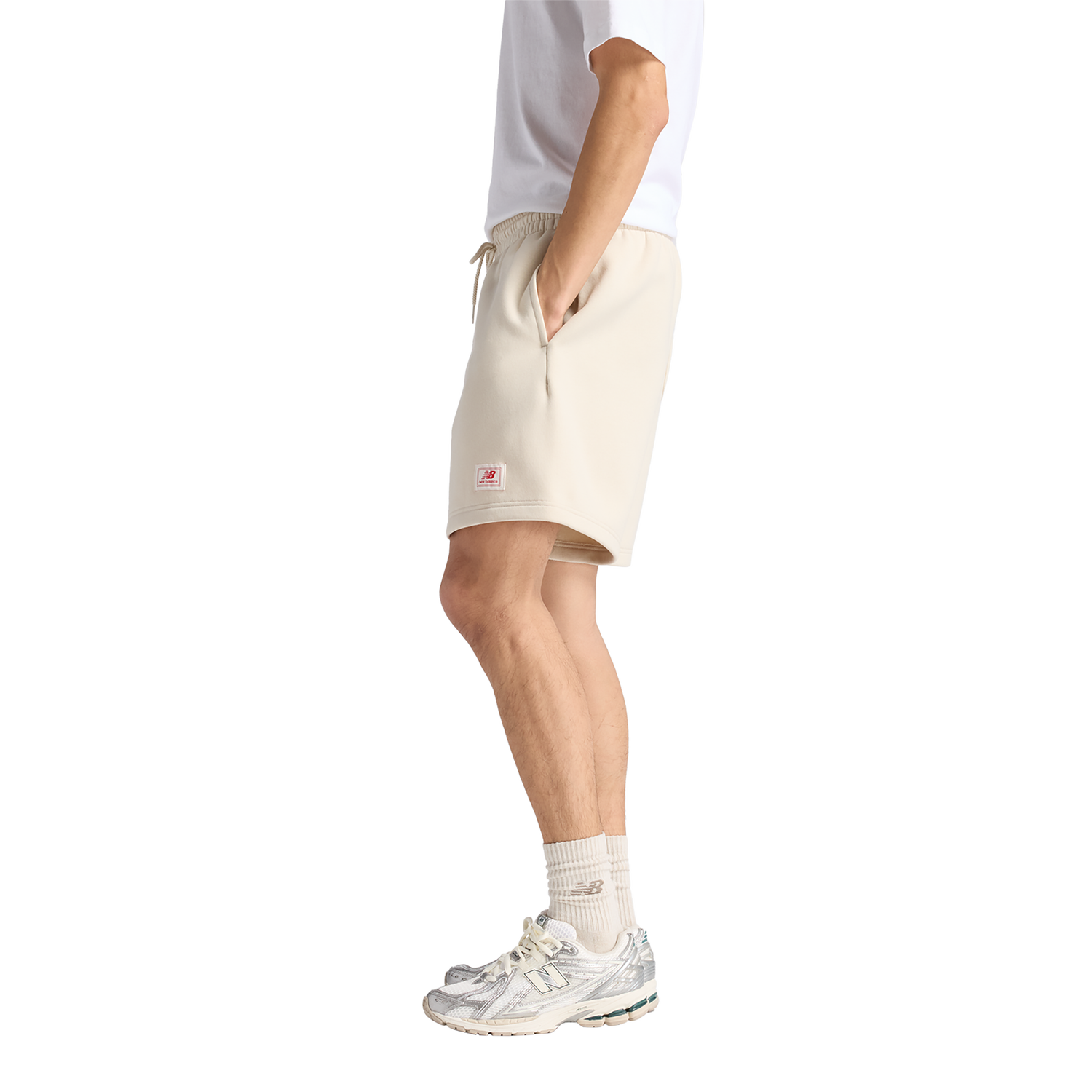 New Balance Fleece Shorts - Men's - Timberwolf/White