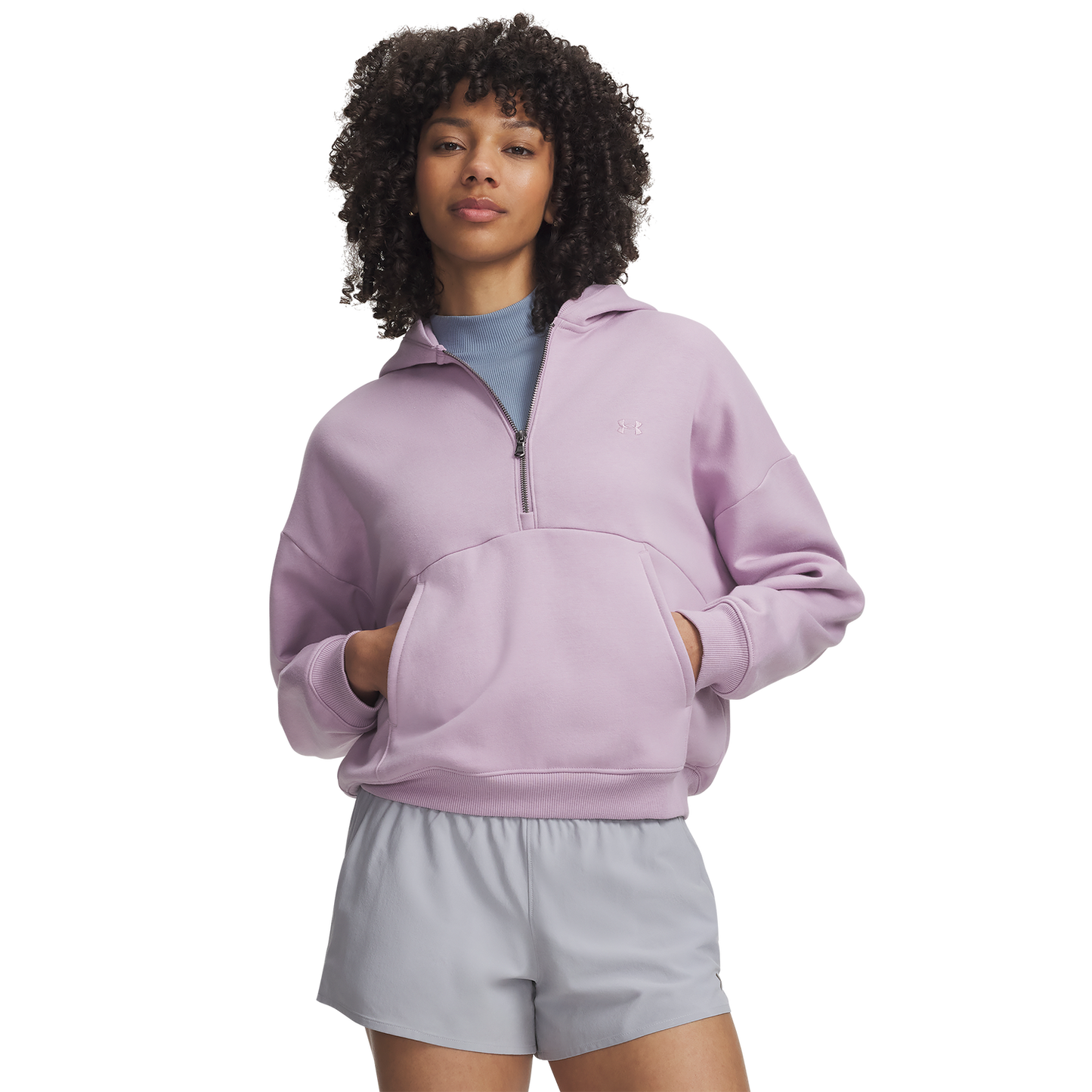 Under Armour Icon Fleece Half Zip Hoodie - Women's - Pink/White