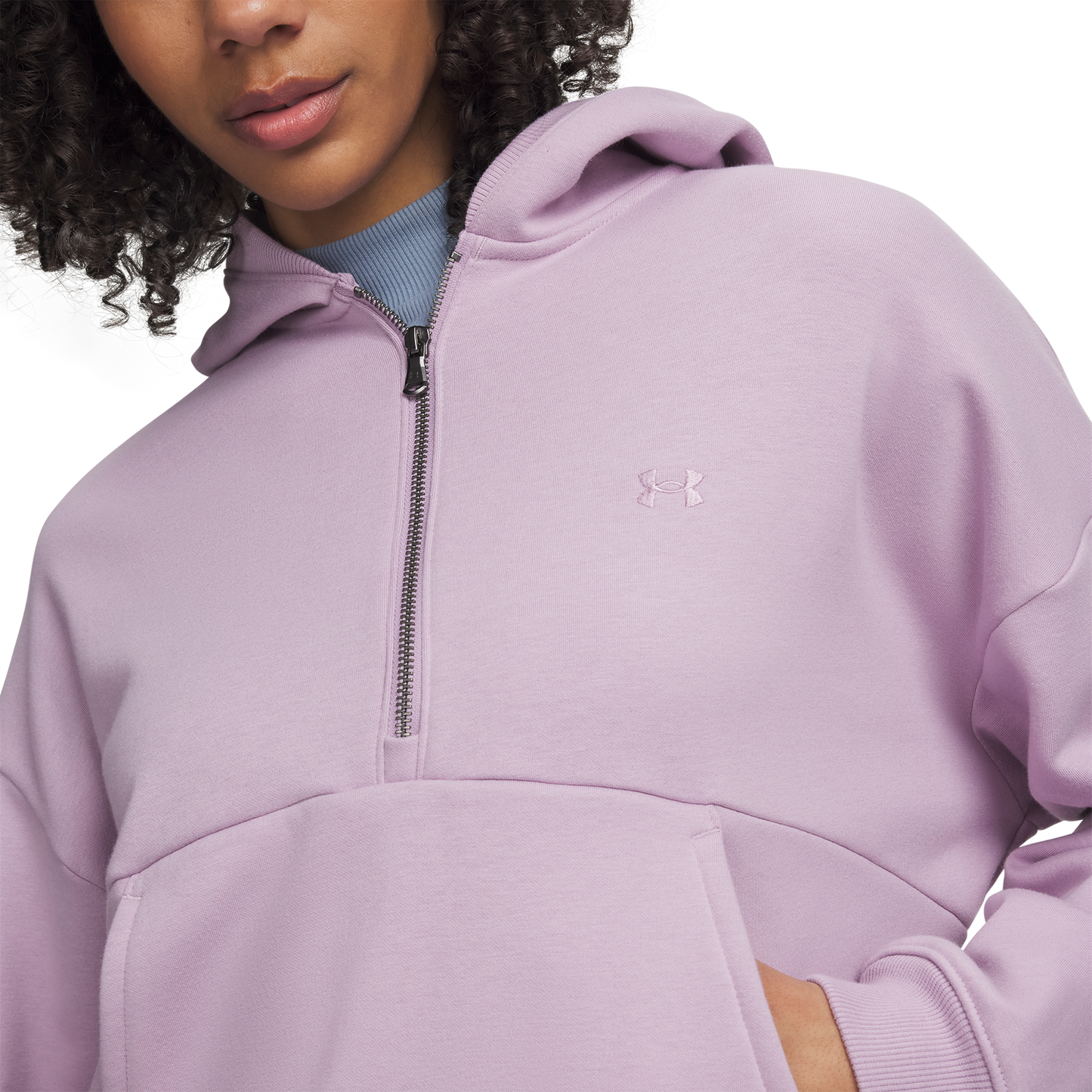 Under Armour Icon Fleece Half Zip Hoodie - Women's - Pink/White