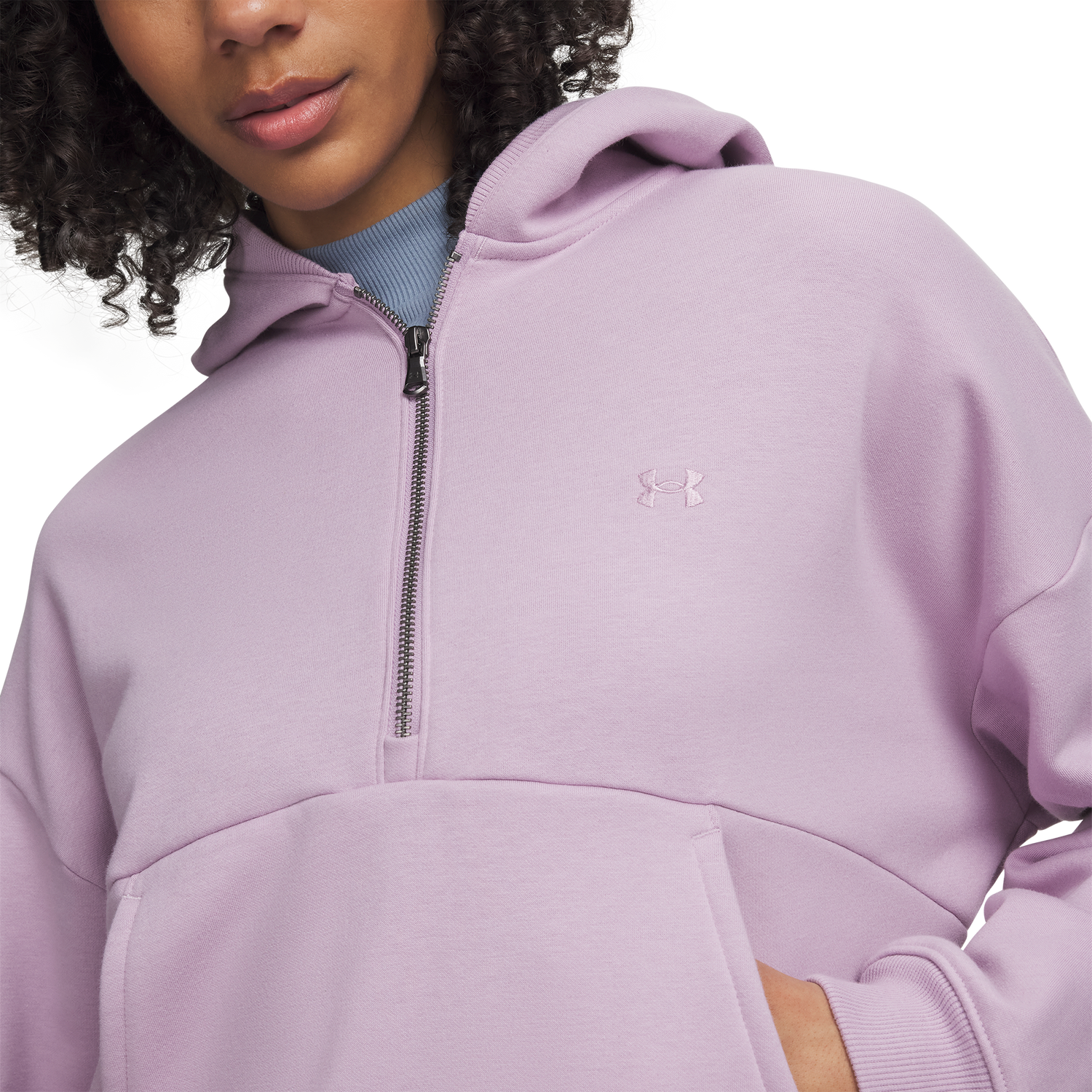 Under Armour Icon Fleece Half Zip Hoodie - Women's - Pink/White