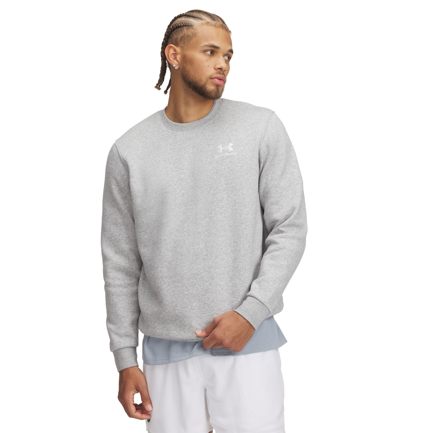 Under Armour Essential Fleece Crew - Men's - White/Mod Gray