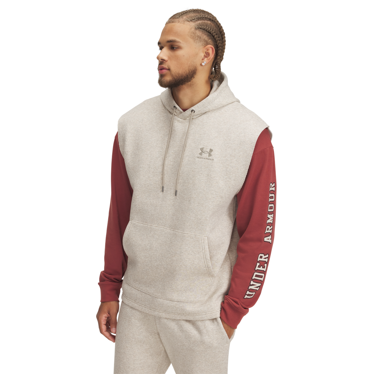 Under Armour Icon Fleece Sleeveless Hoodie - Men's - Timberwolf Taupe/Timberwolf Taupe