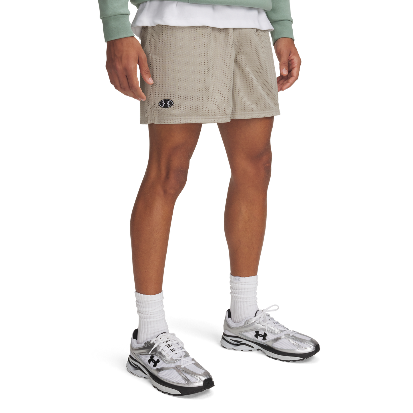 Under Armour Essential Mesh Shorts - Men's - Timberwolf Taupe/White