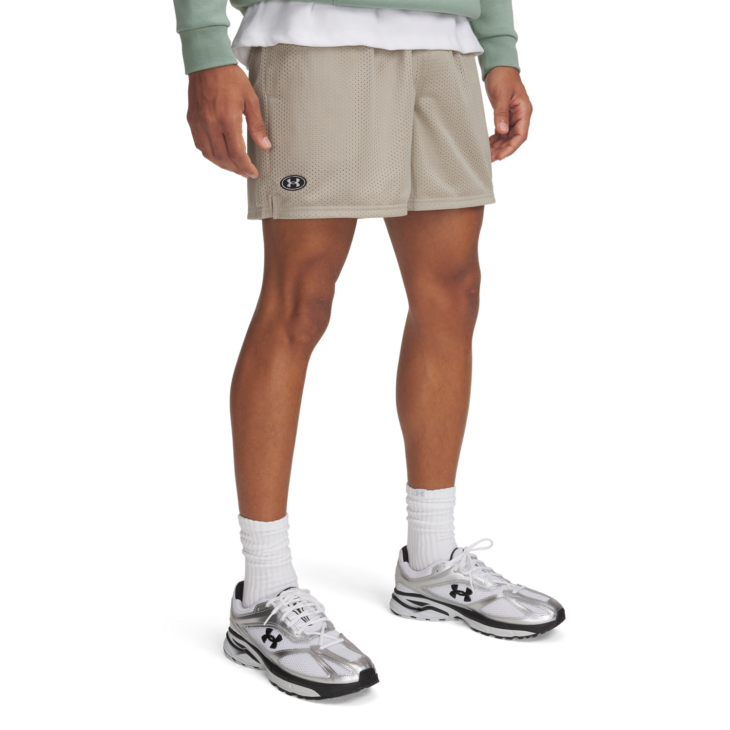 Under Armour Essential Mesh Shorts - Men's - Timberwolf Taupe/White