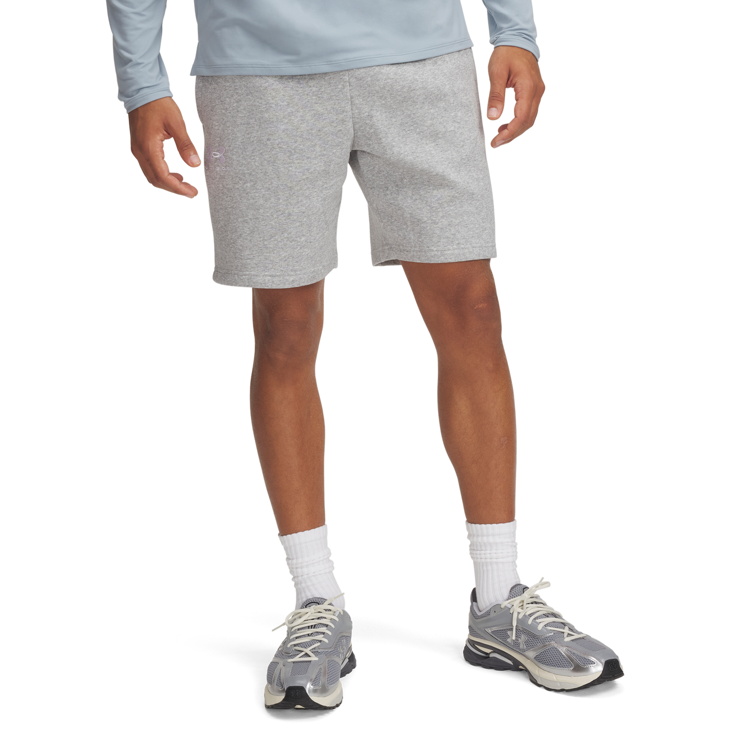 Under Armour Essential Fleece Shorts - Men's - Mod Gray/White