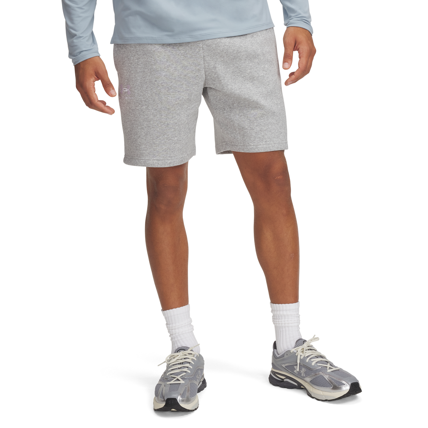 Under Armour Essential Fleece Shorts - Men's - Mod Gray/White