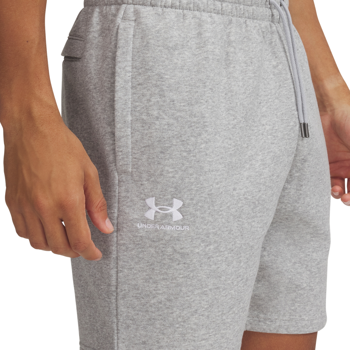 Under Armour Essential Fleece Shorts - Men's - Mod Gray/White