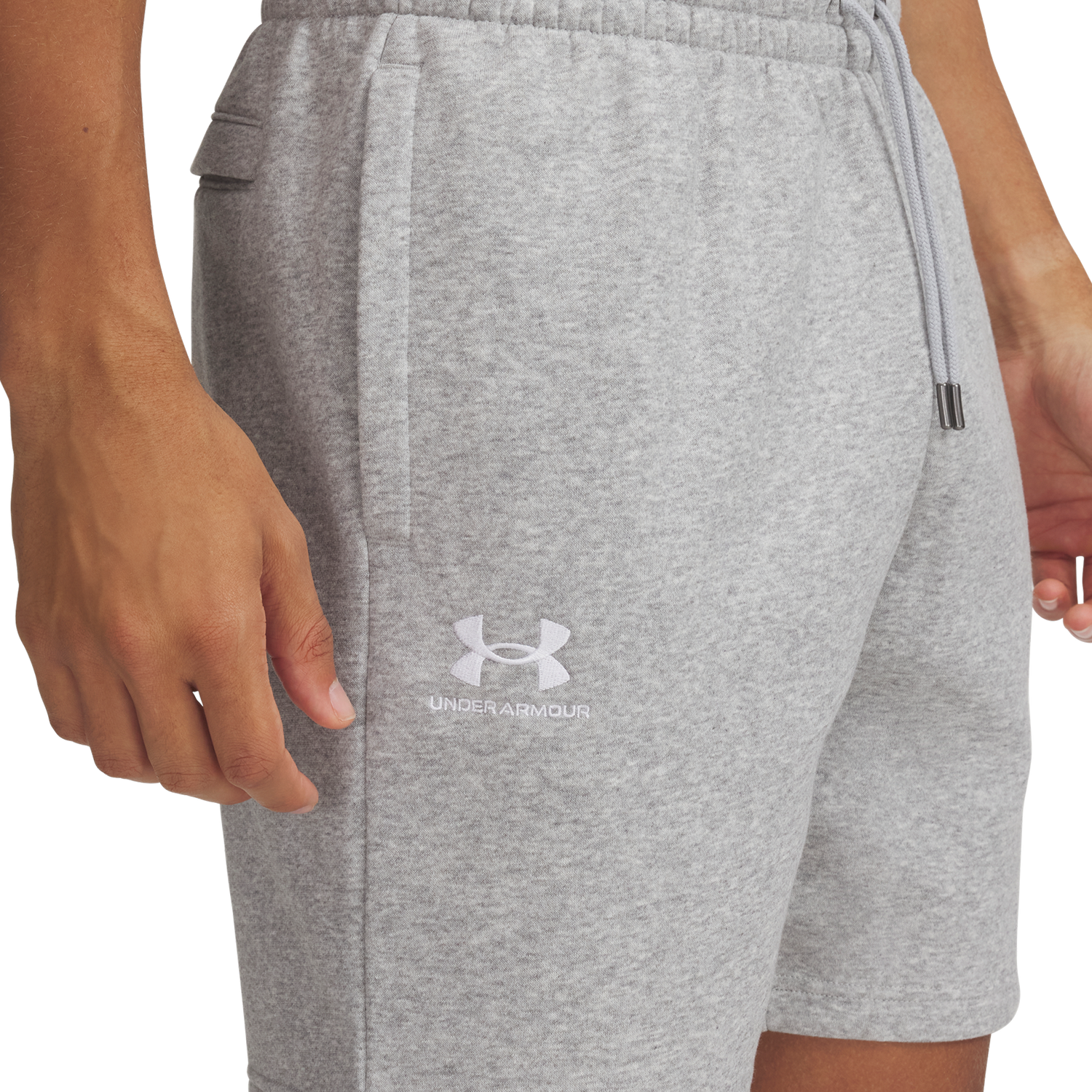 Under Armour Essential Fleece Shorts - Men's - Mod Gray/White