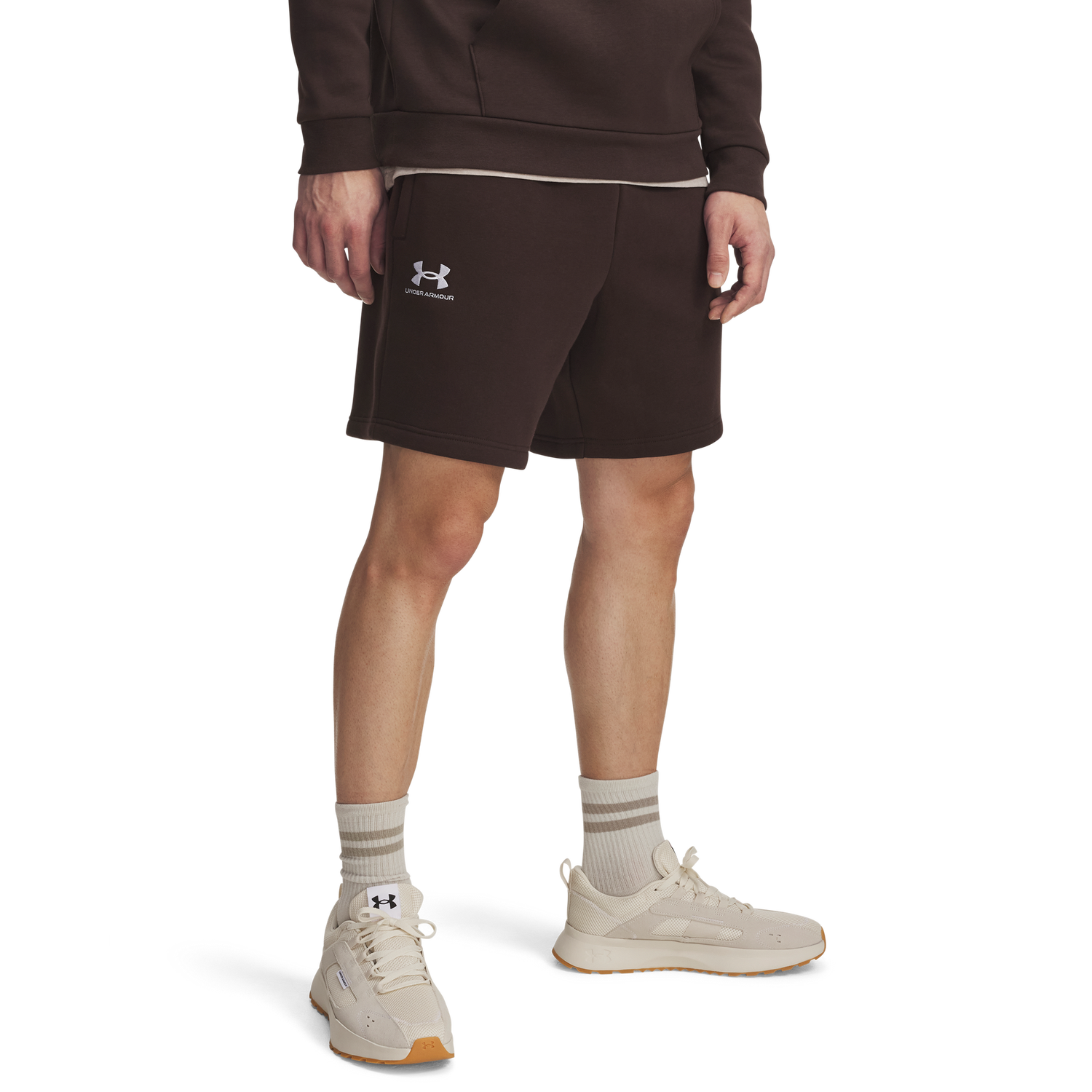 Under Armour Essential Fleece Shorts - Men's - Kona Brown/White
