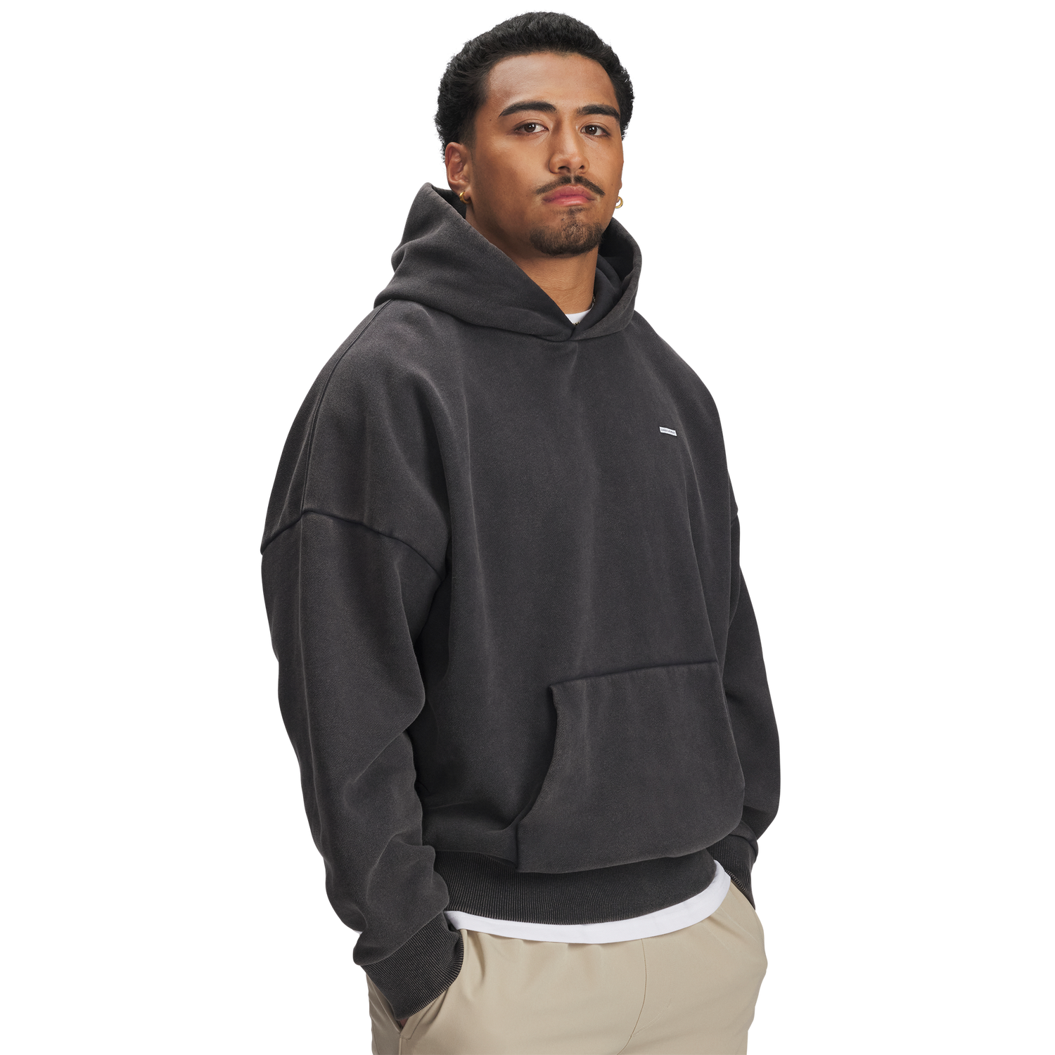 Under Armour Icon Heavyweight Fleece Wash Oversized Hoodie - Men's - Black/White