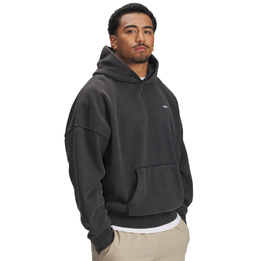 Under Armour Icon Heavyweight Fleece Wash Oversized Hoodie - Men's - Black/White