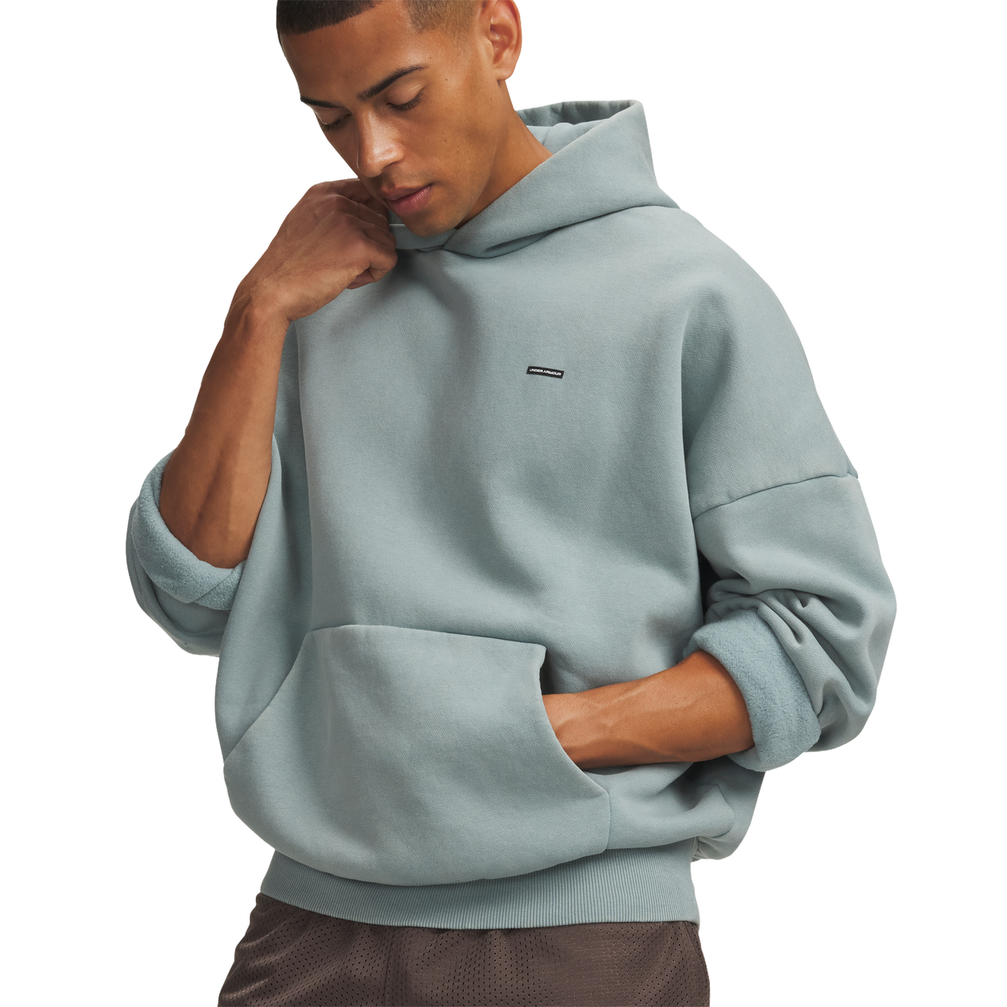 Under Armour Icon Heavyweight Fleece Wash Oversized Hoodie - Men's - White/Serpentine