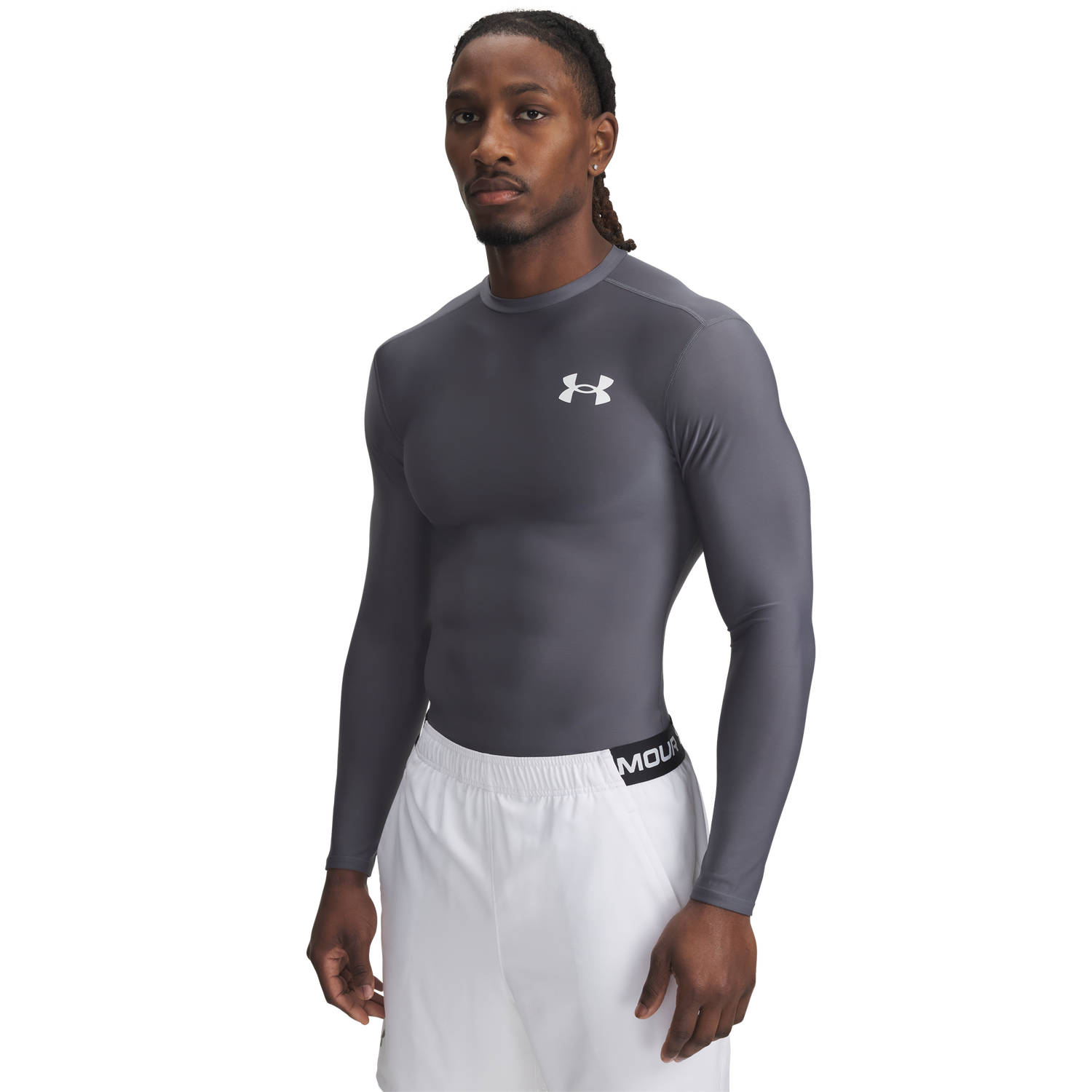 Under Armour Heatgear OG Compression Long Sleeve - Men's - Castlerock/White