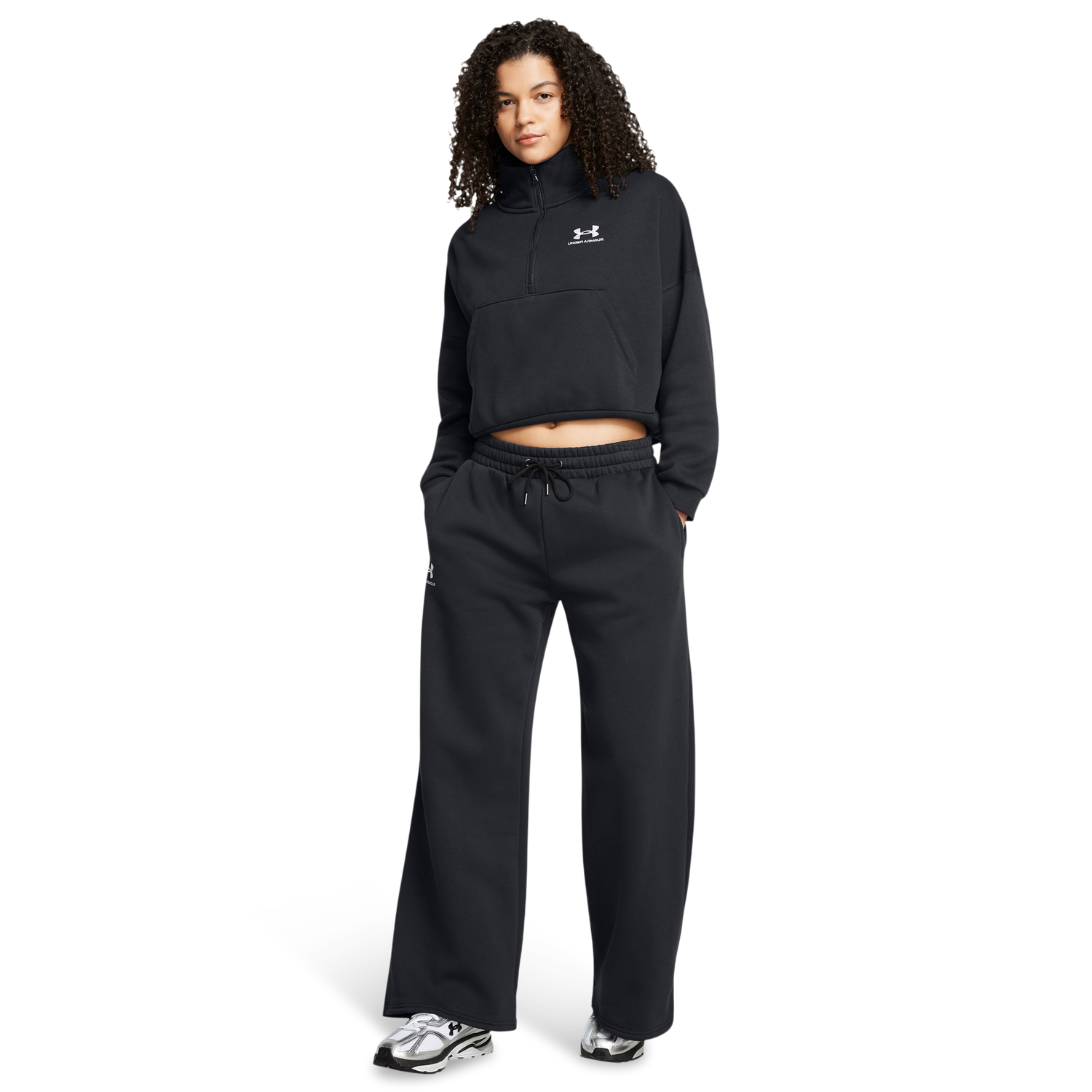 Under Armour Icon Fleece Oversized Half-Zip - Women's - Black/White