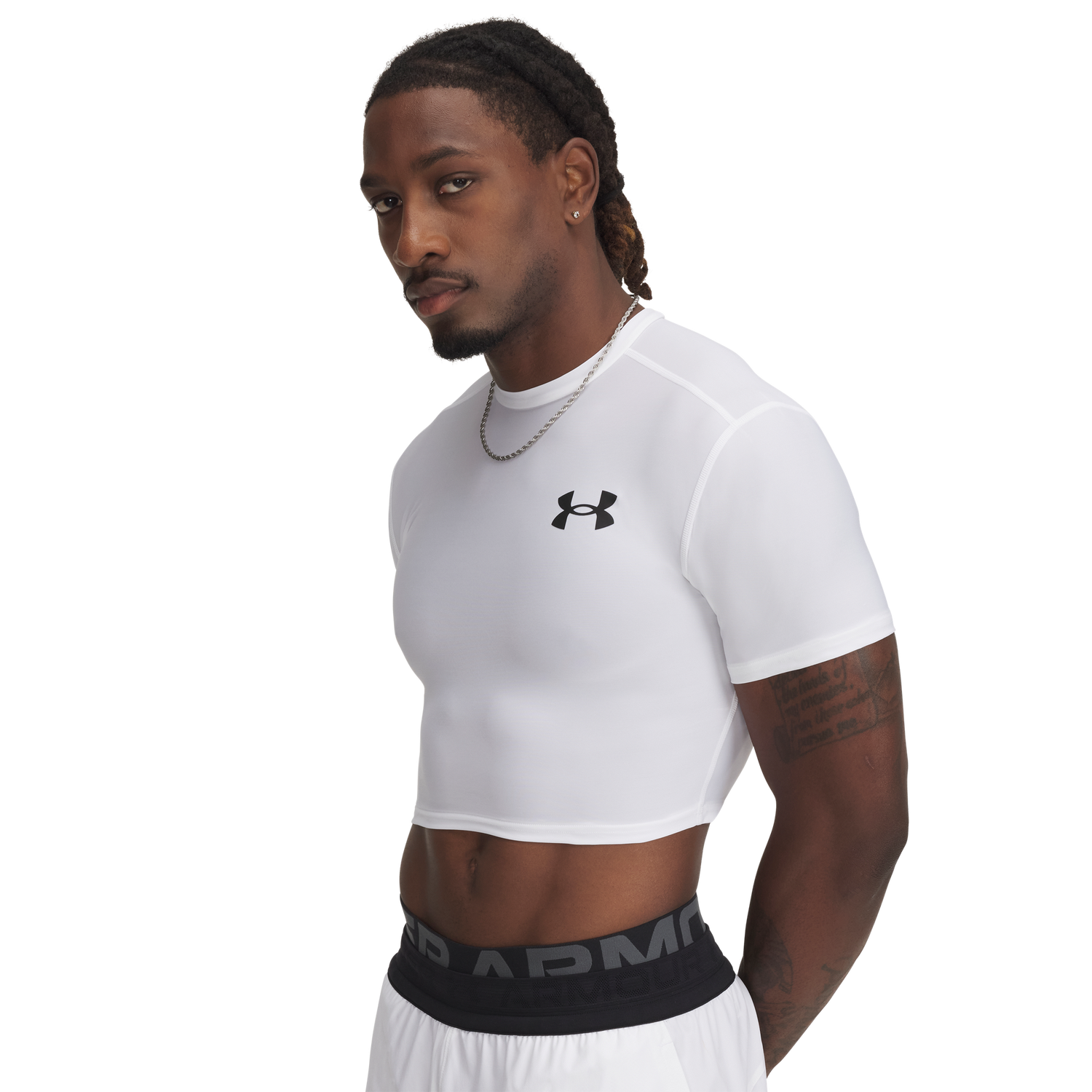 Under Armour Heatgear Og Compression Crop - Men's - White/Black