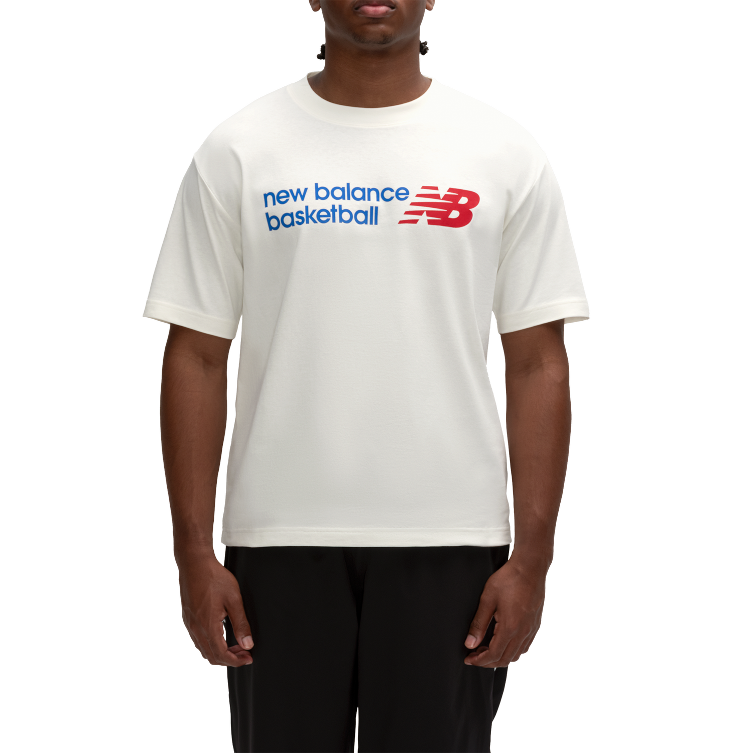 New Balance Basketball Logo Graphic T-Shirt - Men's - Beige/Royal