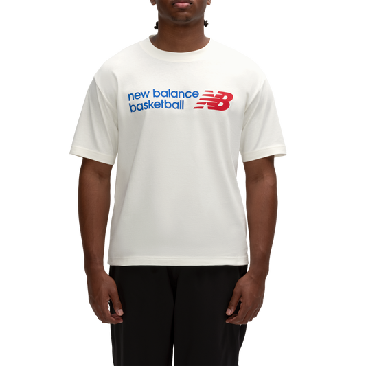 New Balance Basketball Logo Graphic T-Shirt - Men's - Beige/Royal