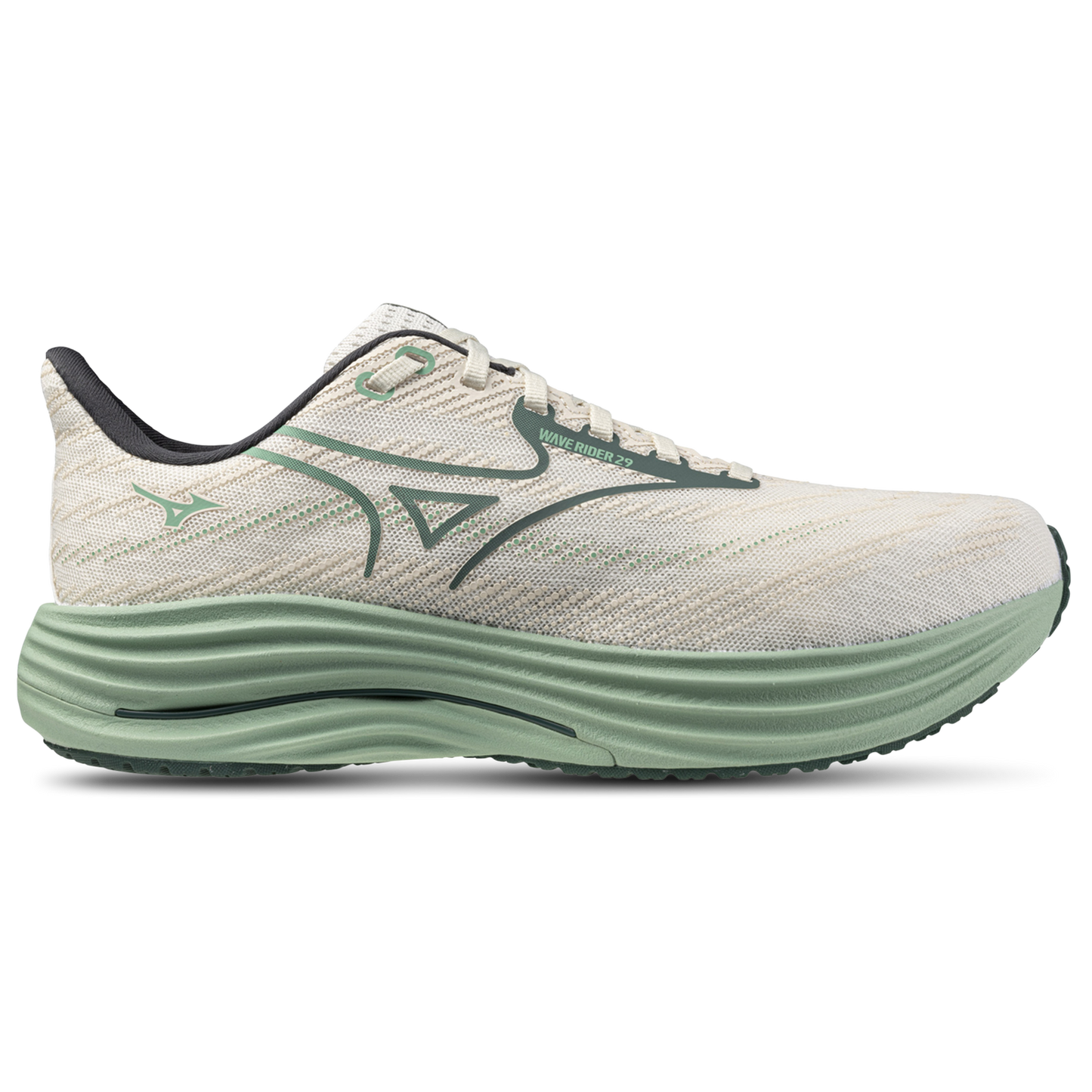 Mizuno Wave Rider 29 Wide - Men's - White/Bistro Green