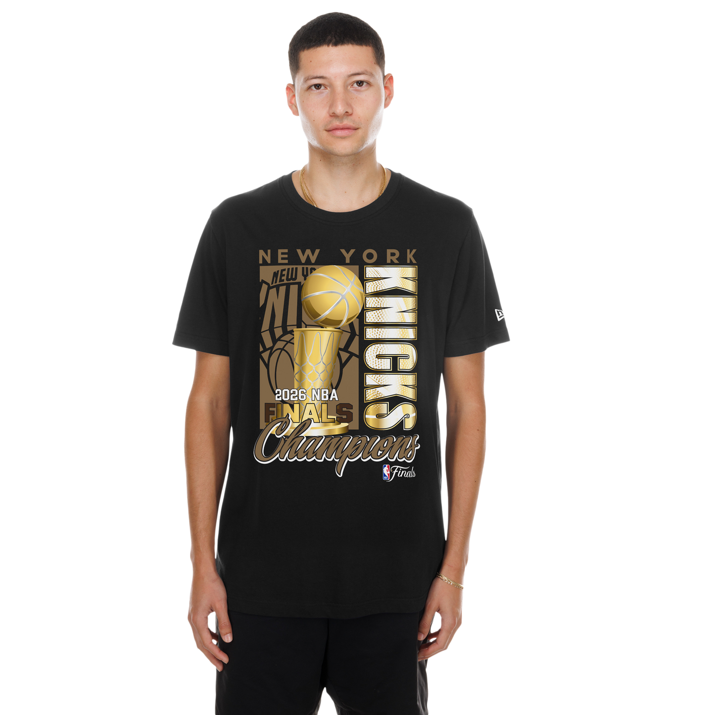 New Era Knicks Champs Short Sleeve T-Shirt - Men's - Gold/Black