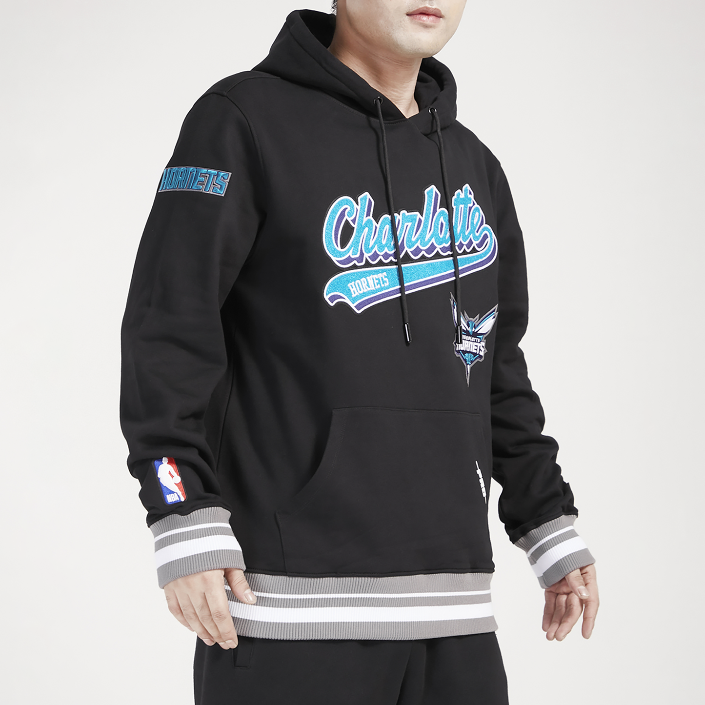 Pro Standard Hornets Script Fleece P/O Hoodie - Men's - Black/Teal