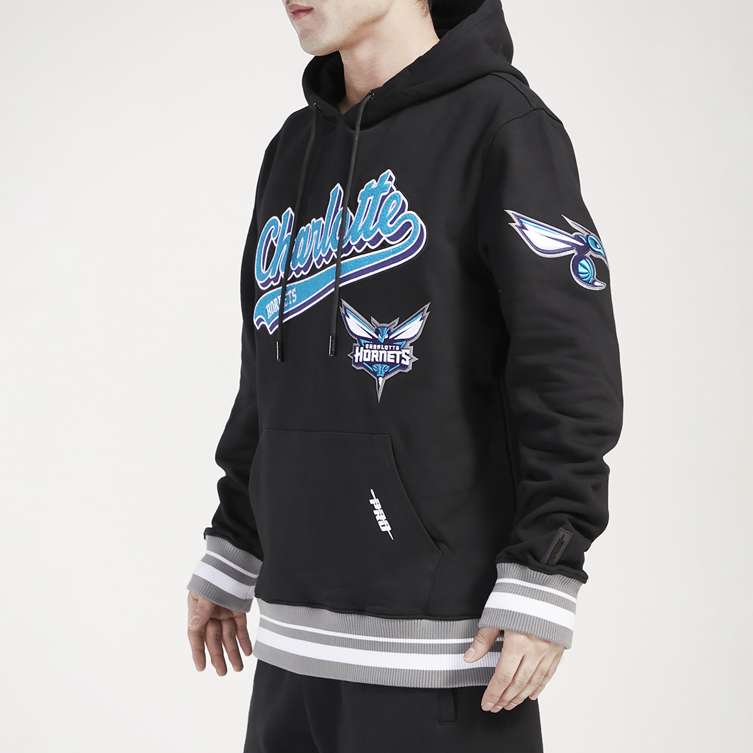 Pro Standard Hornets Script Fleece P/O Hoodie - Men's - Black/Teal