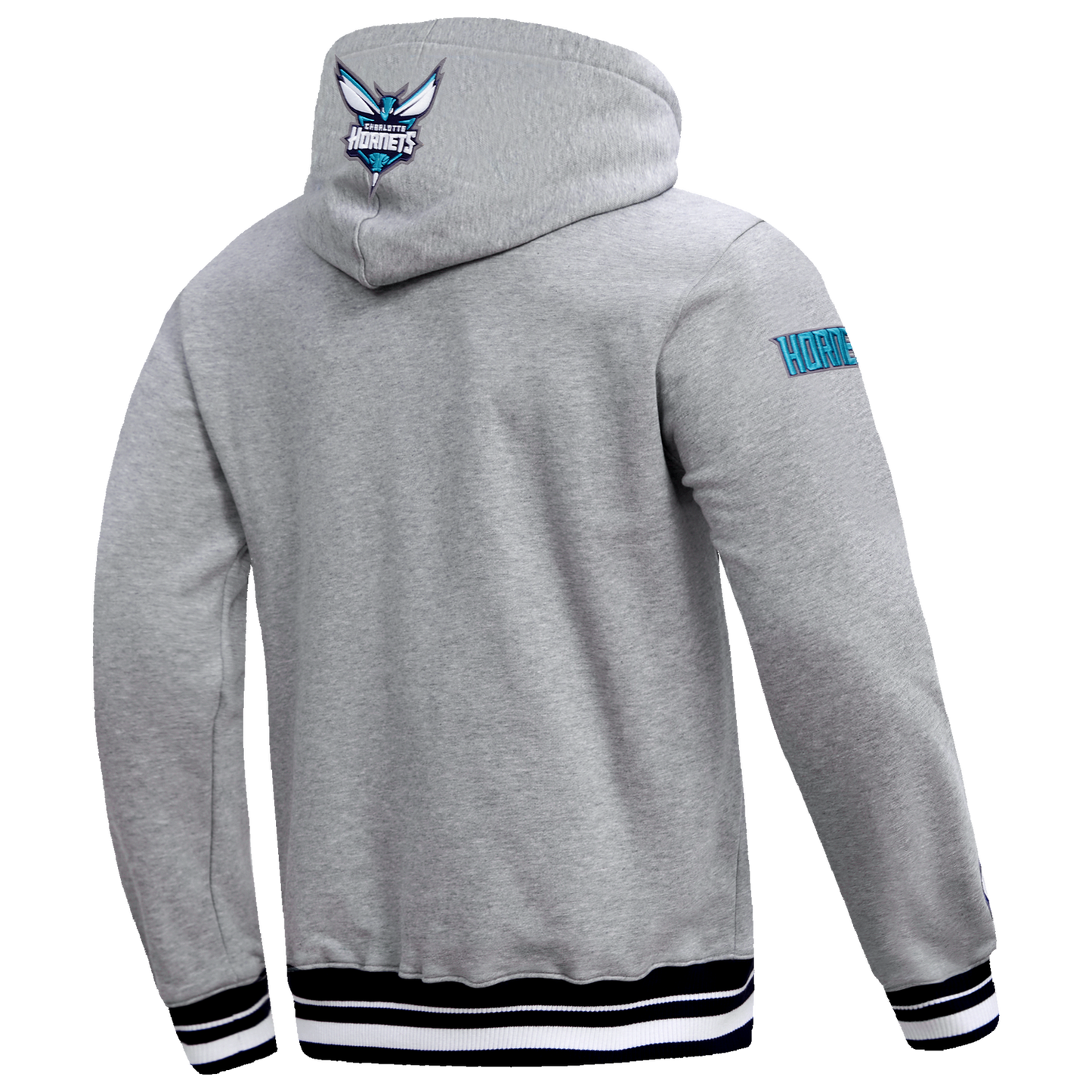 Pro Standard Hornets Script Fleece P/O Hoodie - Men's - Heather Gray/Black