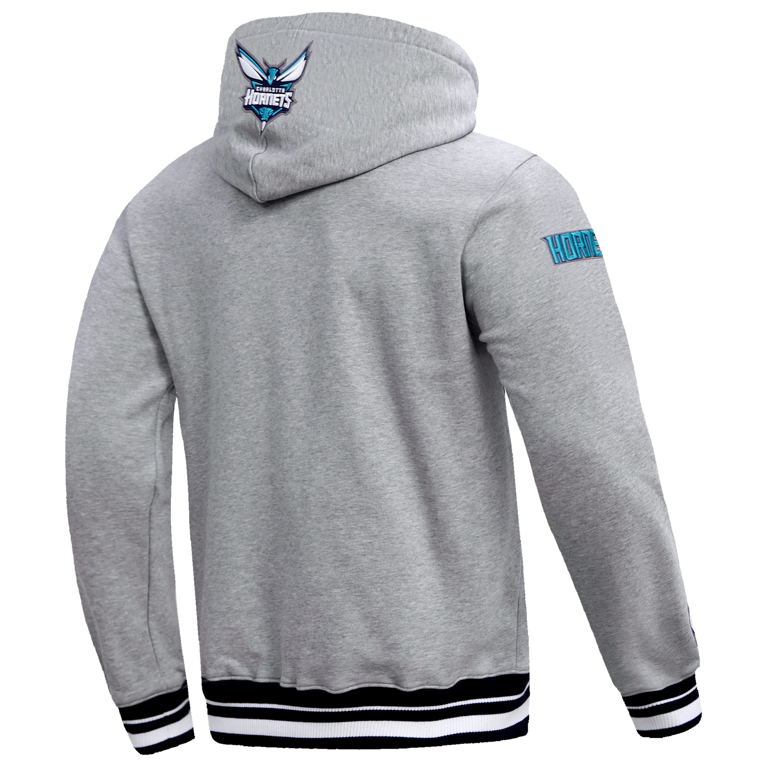 Pro Standard Hornets Script Fleece P/O Hoodie - Men's - Heather Gray/Black