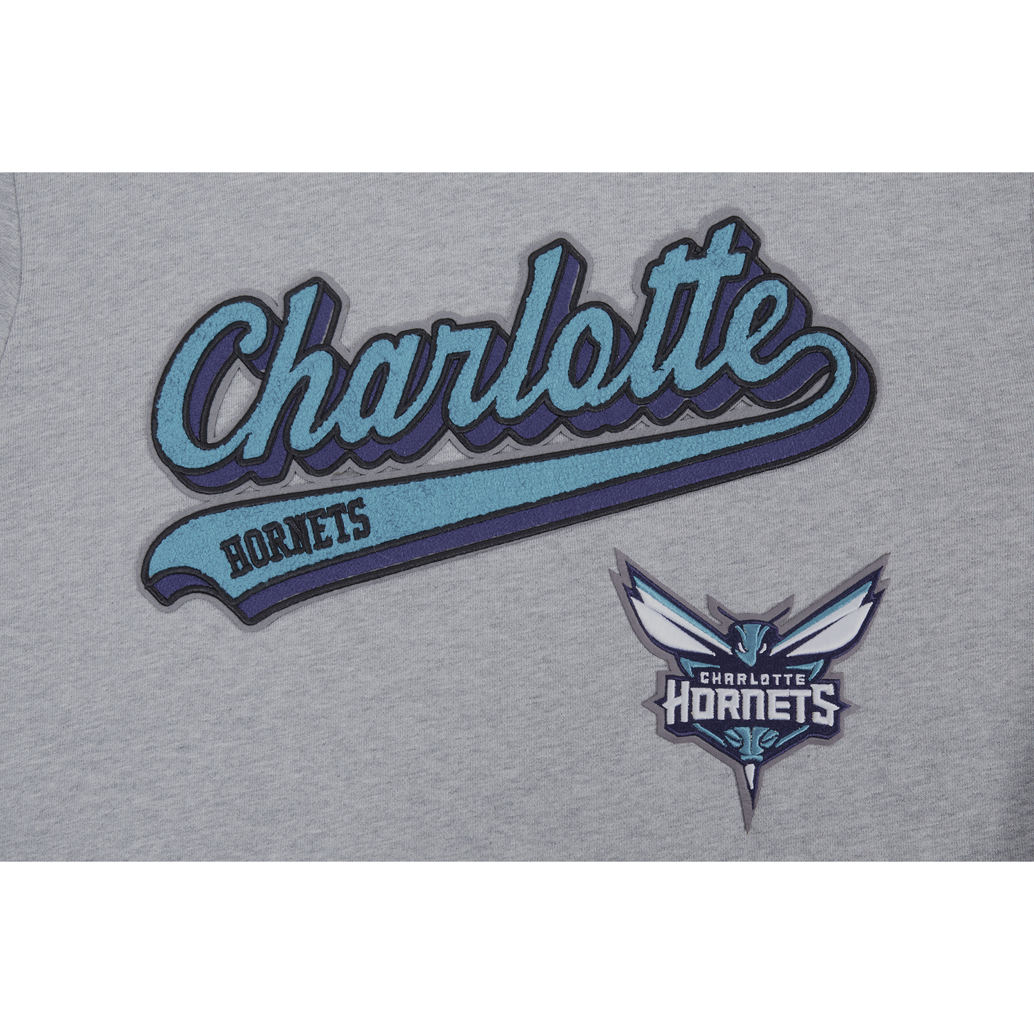 Pro Standard Hornets Script Fleece P/O Hoodie - Men's - Heather Gray/Black