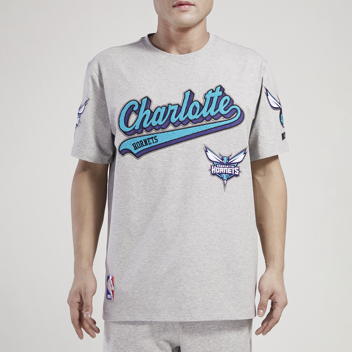 Pro Standard Hornets Script Tail SJ T-Shirt - Men's - Grey/Grey