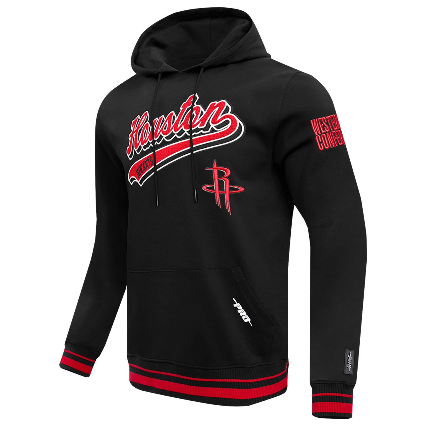 Pro Standard ROCKETS SCRIPT TAIL RIB FLC PO HOODIE - Men's - Black/Black/Red