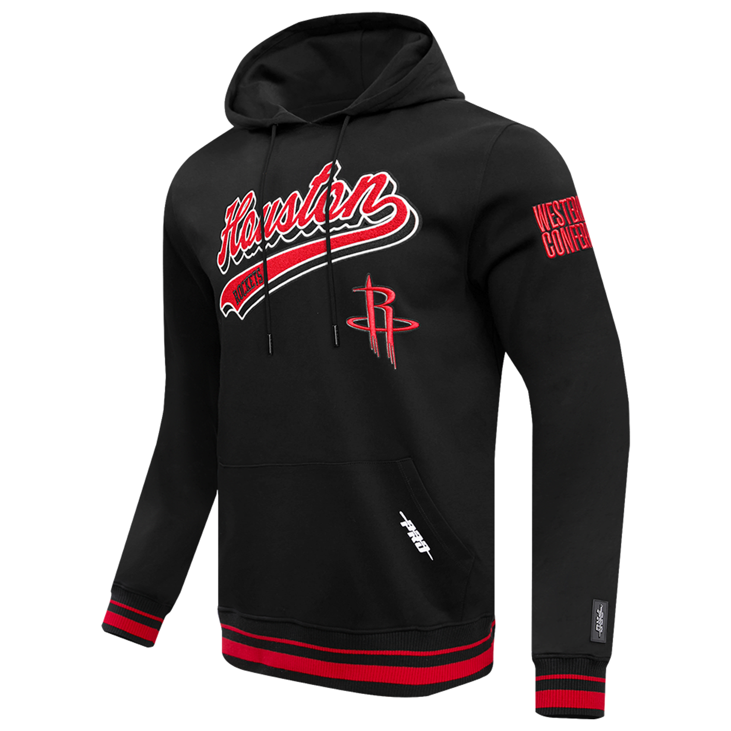 Pro Standard ROCKETS SCRIPT TAIL RIB FLC PO HOODIE - Men's - Black/Black/Red