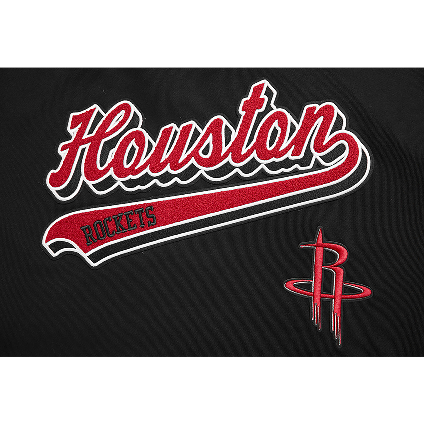 Pro Standard ROCKETS SCRIPT TAIL RIB FLC PO HOODIE - Men's - Black/Black/Red