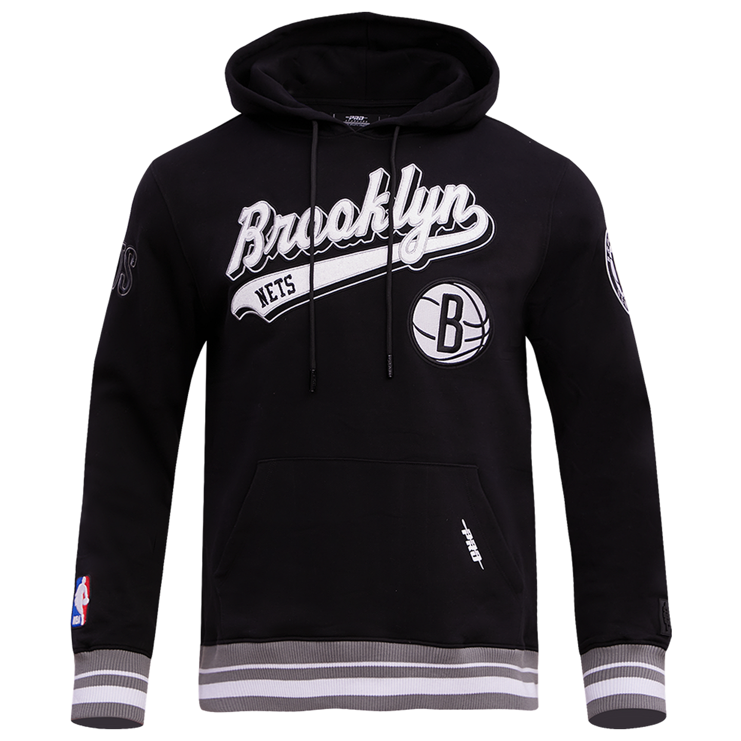 Pro Standard NETS SCRIPT TAIL RIB FLC PO HOODIE - Men's - Black/Gray