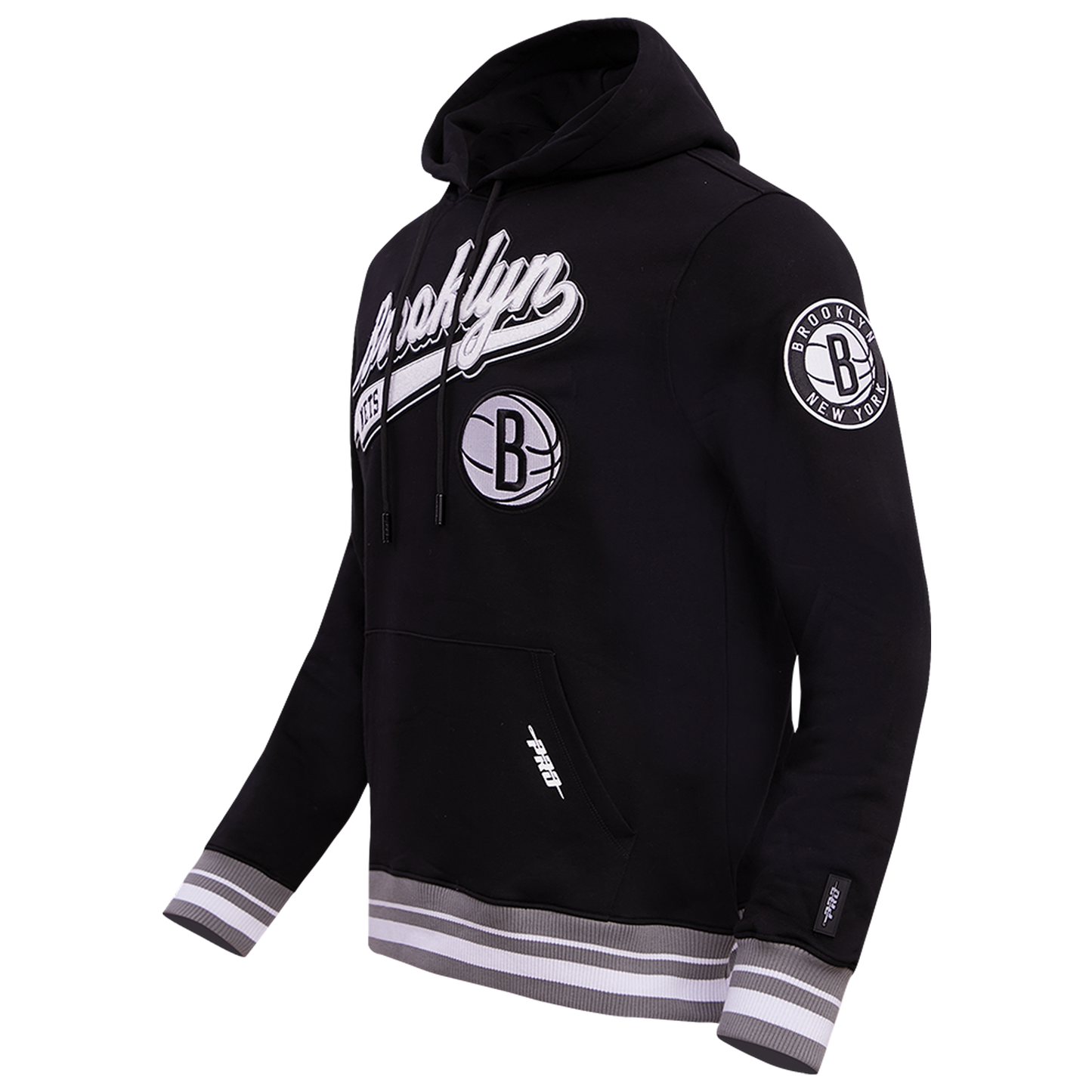 Pro Standard NETS SCRIPT TAIL RIB FLC PO HOODIE - Men's - Black/Gray