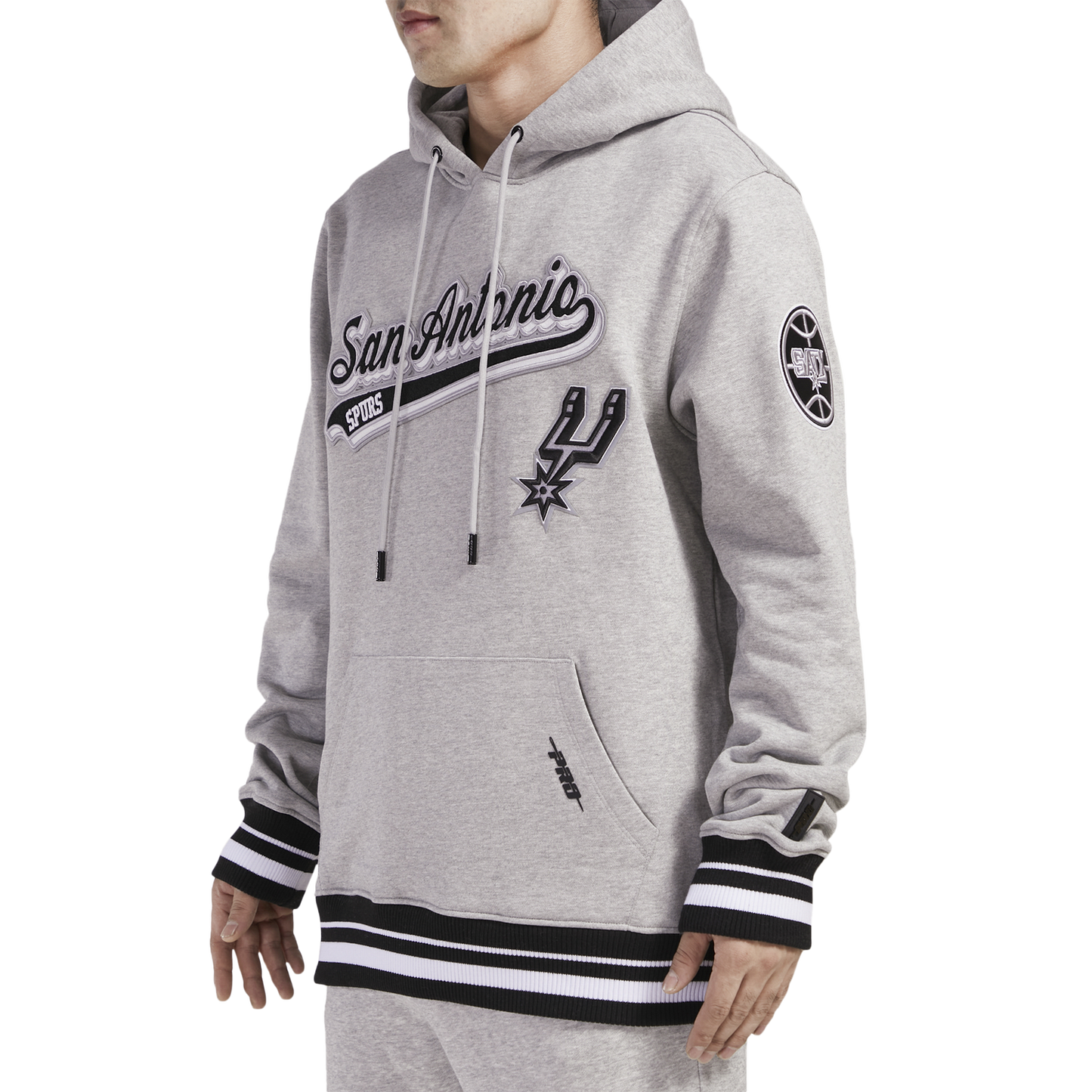 Pro Standard SPURS SCRIPT TAIL RIB FLC PO HOODIE - Men's - Heather Gray/Black