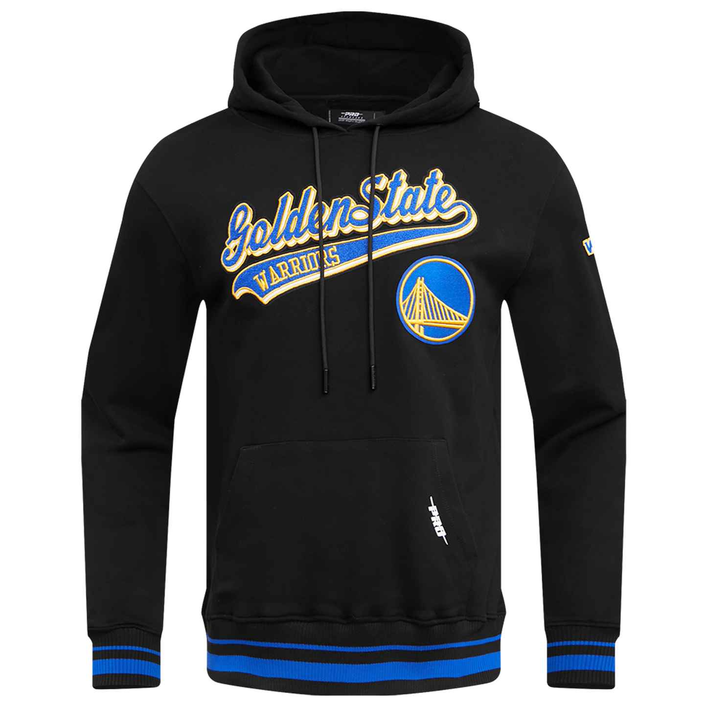 Pro Standard WARRIORS SCRIPT TAIL RIB FLC PO HOODIE - Men's - Black/Black/Royal Blue