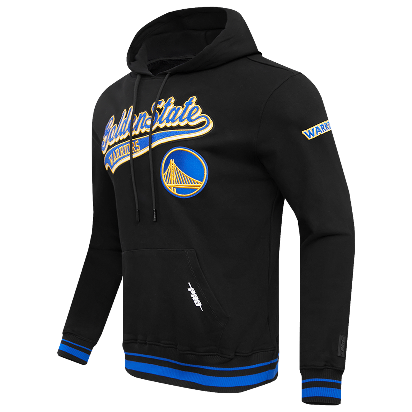 Pro Standard WARRIORS SCRIPT TAIL RIB FLC PO HOODIE - Men's - Black/Black/Royal Blue