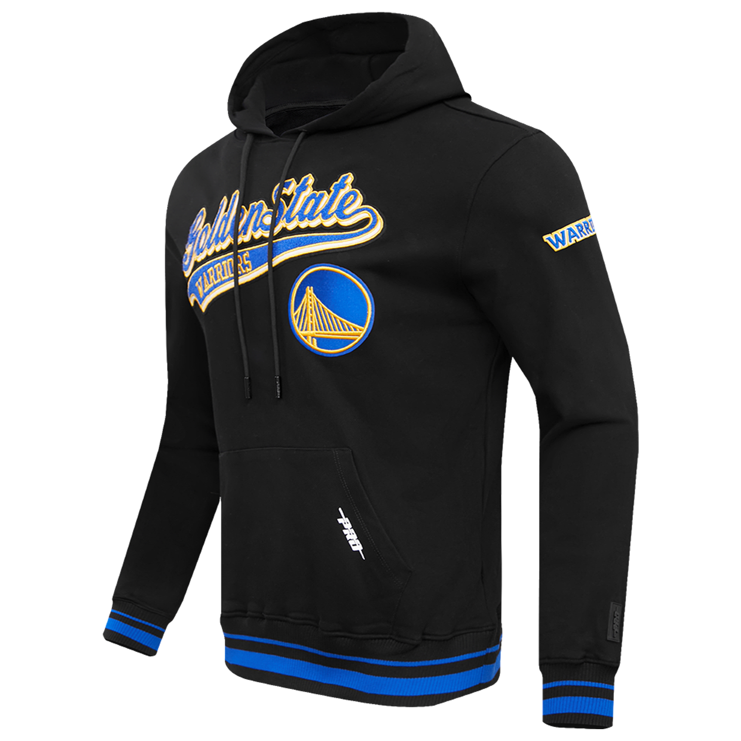 Pro Standard WARRIORS SCRIPT TAIL RIB FLC PO HOODIE - Men's - Black/Black/Royal Blue