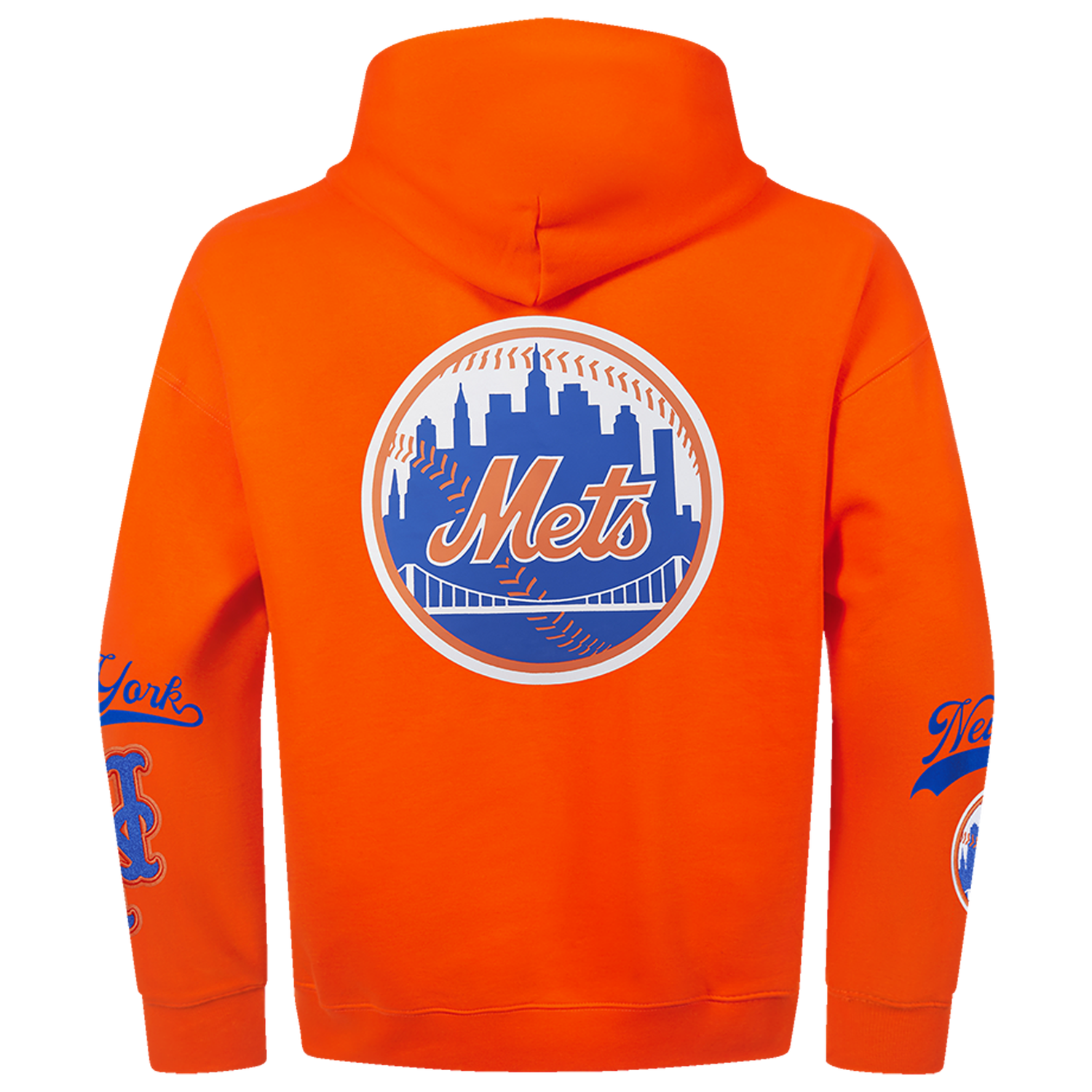 Pro Standard Mets Living Large Drop Shoulder PO Hoodie - Men's - Orange/Blue