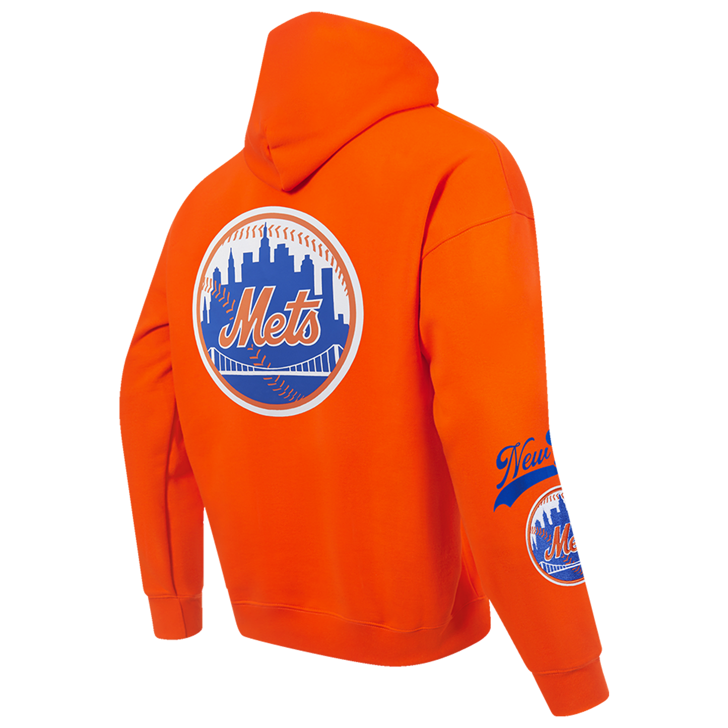 Pro Standard Mets Living Large Drop Shoulder PO Hoodie - Men's - Orange/Blue
