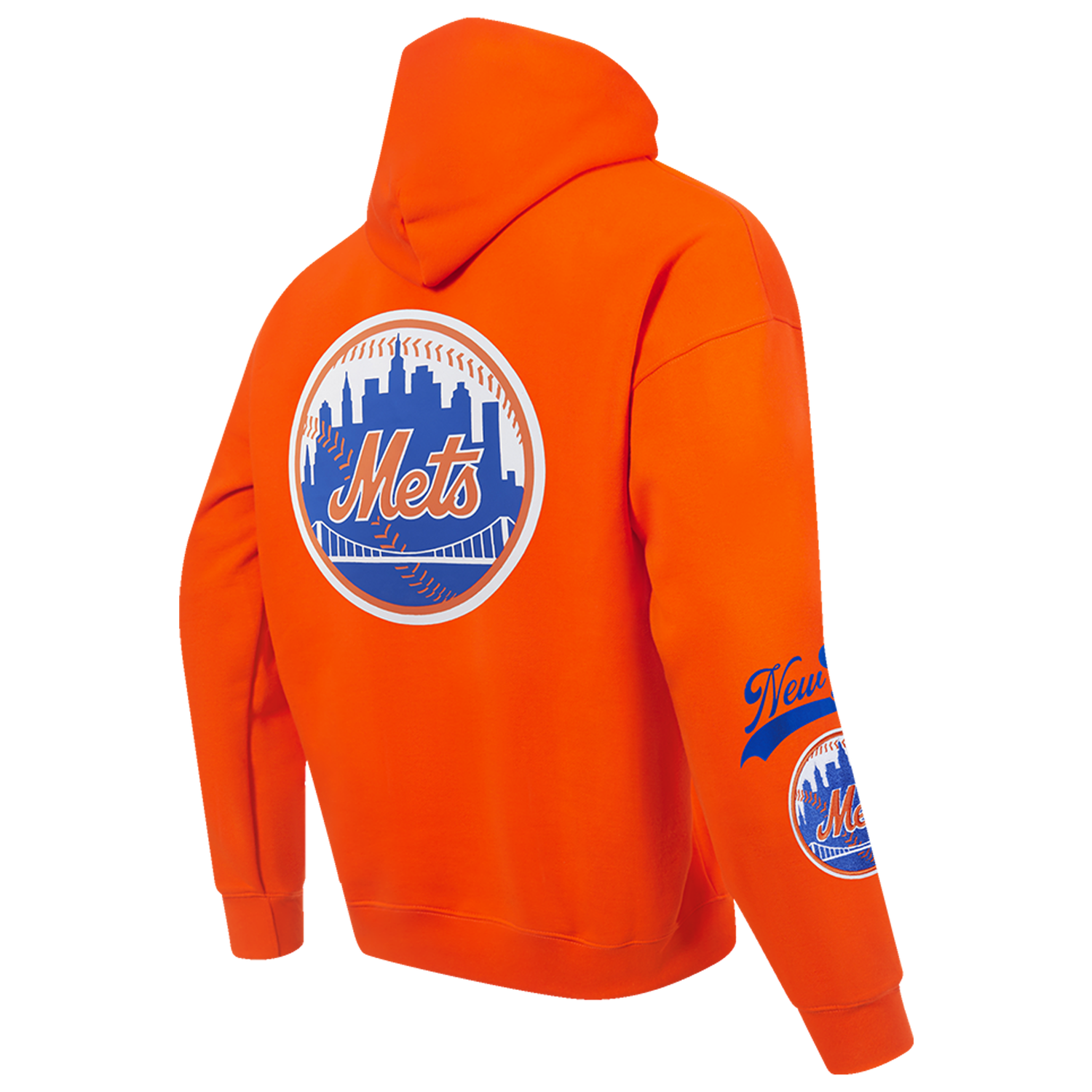 Pro Standard Mets Living Large Drop Shoulder PO Hoodie - Men's - Orange/Blue